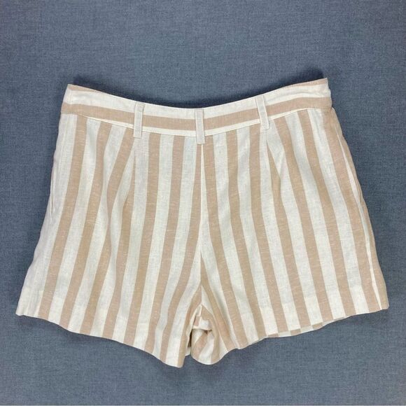 Draper James Linen Shorts Sz 0 Tan White Beige Stripes Lightweight Summer Beach - Picture 2 of 9